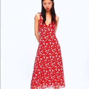 CLOSET CLOSING* Zara floral Red Dress